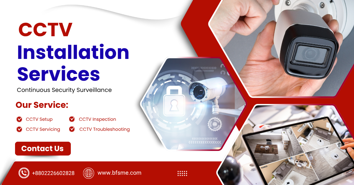 Red and White Modern CCTV Installation Services Facebook Ad